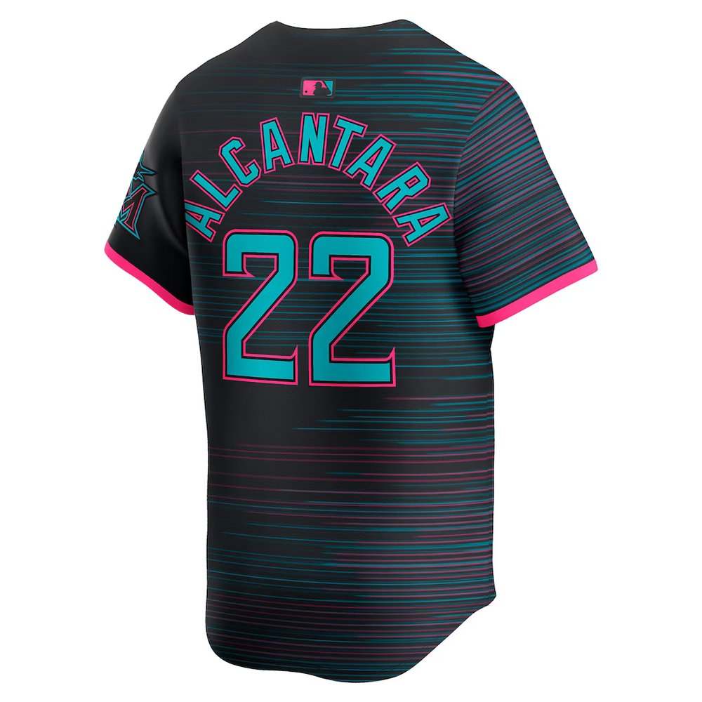 Men's Miami Marlins #22 Sandy Alcantara Nike Black 2025 City Connect Limited Jersey